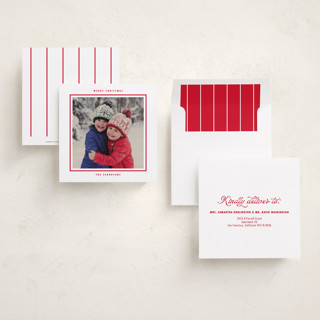 This is a candy cane holiday photo cards with standard by Tamara Hilje called chunky printing on recycled smooth signature in square