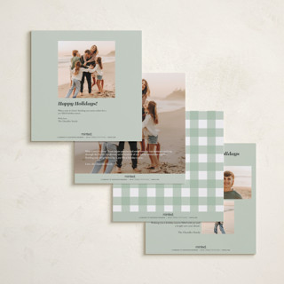 This is a holly berry holiday photo cards with standard by Alston Foster called festive gingham plaid printing on recycled smooth signature in square