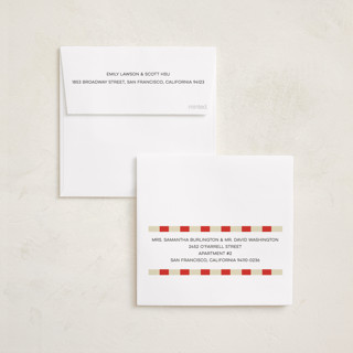 This is a candy cane holiday photo cards with standard by Morgan Kendall called cabana printing on recycled smooth signature in square