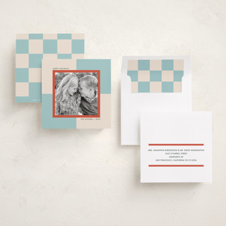 This is a icicle holiday photo cards with standard by Morgan Kendall called checkmate printing on recycled smooth signature in square