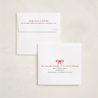This is a rouge holiday photo cards with standard by Jennifer Lew called lil bow printing on recycled smooth signature in square