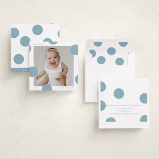 This is a blue jay holiday photo cards with standard by Blustery August called pompom printing on recycled smooth signature in square