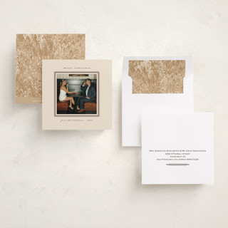 This is a camel holiday photo cards with standard by Studio Suku called vintage photo printing on recycled smooth signature in square