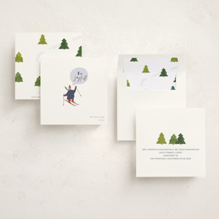 This is a snow holiday photo cards with standard by Sumak Studio called skier printing on signature in square