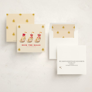 This is a ginger holiday photo cards with standard by Hannah Beimborn called duck the halls printing on signature in square