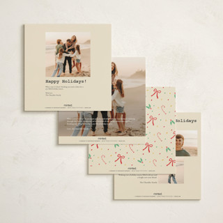This is a champagne holiday photo cards with standard by Sarah Rosenthal called seasonal joy printing on signature in square