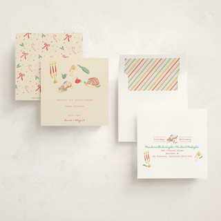 This is a champagne holiday photo cards with standard by Sarah Rosenthal called seasonal joy printing on signature in square