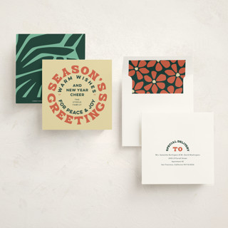 This is a mistletoe holiday photo cards with standard by Carrie Moradi called encircled printing on signature in square