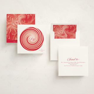 This is a candy cane holiday photo cards with standard by Gwen Bedat called candyland printing on signature in square