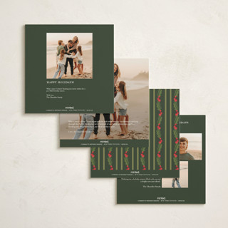 This is a pine holiday photo cards with standard by Creo Study called holiday wreath printing on signature in square