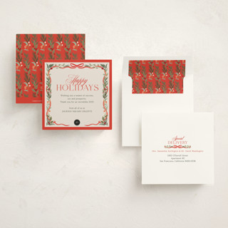 This is a cherry holiday photo cards with standard by Elly called festive winter printing on signature in square