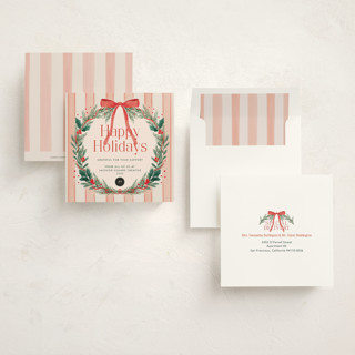 This is a cherry holiday photo cards with standard by Elly called joyful wreath printing on signature in square