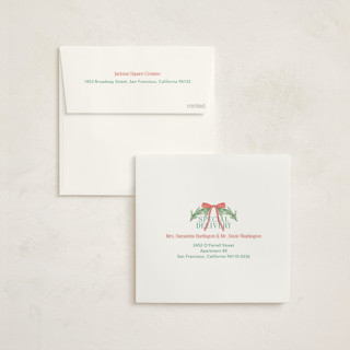 This is a peony holiday photo cards with standard by Elly called joyful wreath printing on signature in square