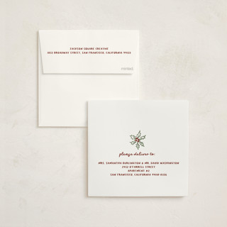 This is a buttercream holiday photo cards with standard by Kanika Mathur called sketched wreath printing on signature in square