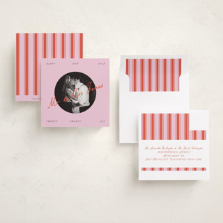 This is a strawberry holiday photo cards with standard by Claudia Orengo called our song printing on recycled smooth signature in square