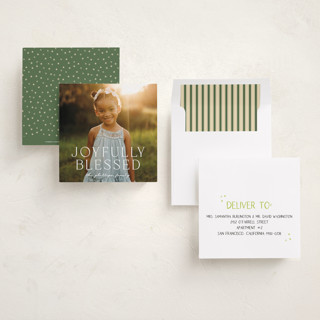 This is a snow holiday photo cards with standard by Kate Ross called joyfully printing on recycled smooth signature in square