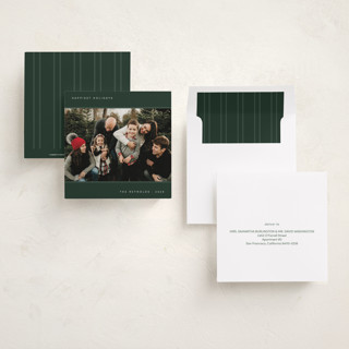 This is a pine holiday photo cards with standard by Dana Duricekova called minimal lines printing on recycled smooth signature in square