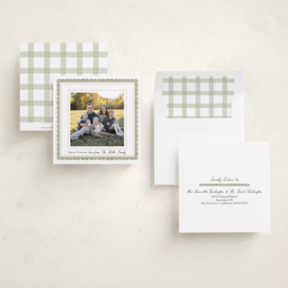 This is a olive holiday photo cards with standard by Elly called modern cottage printing on recycled smooth signature in square