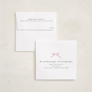 This is a pink sand holiday photo cards with standard by Chris Griffith called holiday wrap printing on recycled smooth signature in square