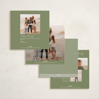 This is a garland holiday photo cards with standard by Ellen Schlegelmilch called gingham layers printing on recycled smooth signature in square