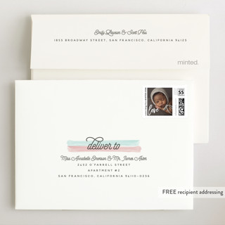 This is a blush wedding thank you cards with standard by Shirley Lin Schneider called cotton candy printing on signature in standard