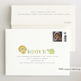 This is a ivory wedding thank you cards with standard by iamtanya called baby on board printing on signature in standard