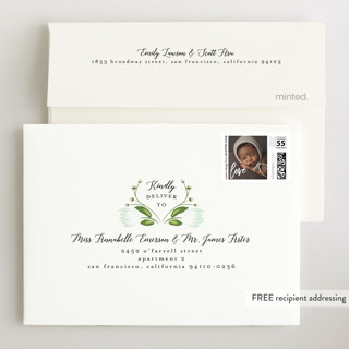 This is a mint wedding thank you cards with standard by Lehan Veenker called sweet blooms printing on signature in standard