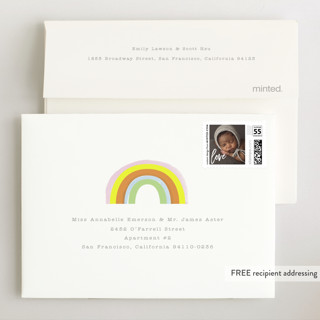 This is a carnation wedding thank you cards with standard by Baumbirdy called little rainbow printing on signature in standard