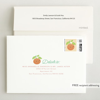 This is a citrus wedding thank you cards with standard by Itsy Belle Studio called little cutie printing on signature in standard