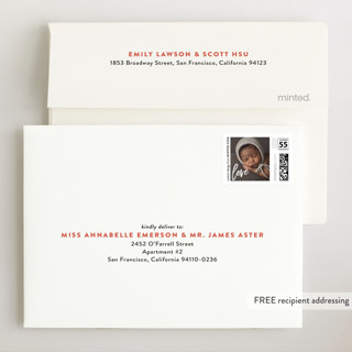 This is a coral wedding thank you cards with standard by Kim Chow called hey baby! printing on signature in standard