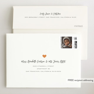 This is a moon wedding thank you cards with standard by Chryssi Tsoupanarias called stork delivery printing on signature in standard