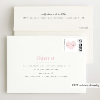 This is a blush wedding thank you cards with standard by Sara Hicks Malone called whisper printing on signature in standard