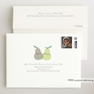 This is a olive wedding thank you cards with standard by Hudson meet Rose called sweet pair printing on signature in standard