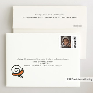 This is a sky wedding thank you cards with standard by JeAnna Casper called frogs and snails printing on signature in standard