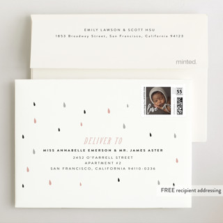 This is a blush wedding thank you cards with standard by Cass Loh called baby animal pig printing on signature in standard