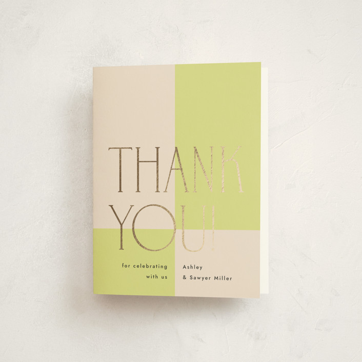 "two times" - Foil-pressed Baby Shower Thank You Cards in Lime by letterfix.