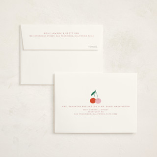 This is a petal baby shower thank you cards with foil pressed by Kiersten Garner called tiny cherry on top printing on strathmore in standard