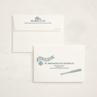 This is a sky baby shower thank you cards with foil pressed by Rebekah Canavan called baseball baby shower printing on strathmore in standard