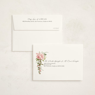 This is a peony baby shower thank you cards with foil pressed by Susan Moyal called timeless blooms printing on strathmore in standard