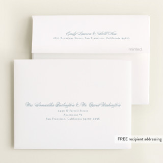 This is a powder blue baby shower thank you cards with foil pressed by Jennifer Postorino called polished printing on strathmore in standard