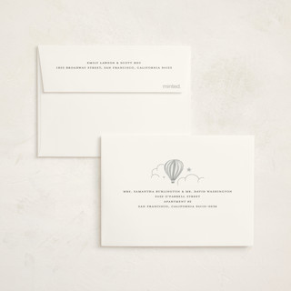 This is a sail baby shower thank you cards with foil pressed by Teju Reval called hot air balloons printing on strathmore in standard