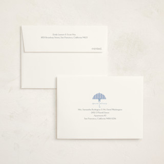 This is a sky baby shower thank you cards with foil pressed by Angela Thompson called plaid brolly printing on strathmore in standard