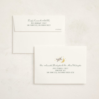 This is a dandelion baby shower thank you cards with foil pressed by Heather Schertzer called over the moon printing on strathmore in standard