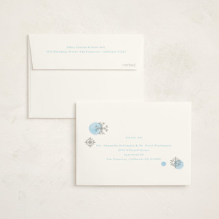 This is a glacier baby shower thank you cards with foil pressed by Baumbirdy called snowflakes printing on strathmore in standard