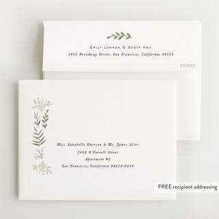 This is a evergreen baby shower thank you cards with foil pressed by Leah Bisch called garden printing on strathmore in standard