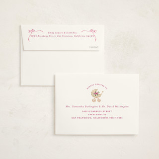 This is a sakura baby shower thank you cards with standard by Sarah Knight called tied with a bow printing on strathmore in standard