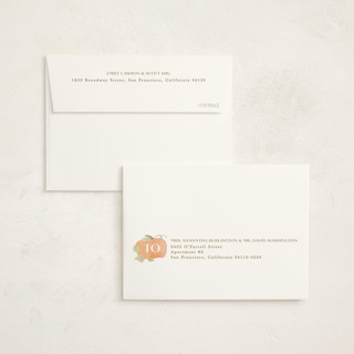 This is a blush baby shower thank you cards with standard by Creo Study called lil pumpkin printing on strathmore in standard