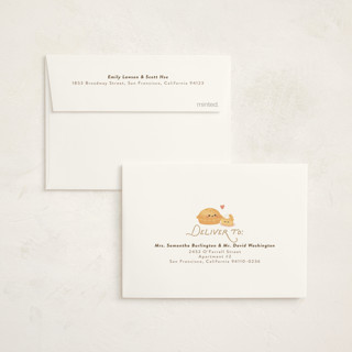 This is a tan baby shower thank you cards with standard by Itsy Belle Studio called cutie pie printing on strathmore in standard