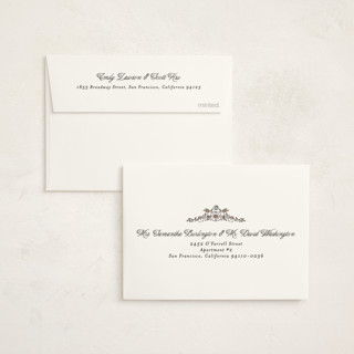 This is a ivory baby shower thank you cards with standard by Becky Nimoy called garden brick gate printing on strathmore in standard