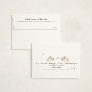 This is a powder baby shower thank you cards with standard by Becky Nimoy called disney's winnie the pooh mom to bee printing on strathmore in standard